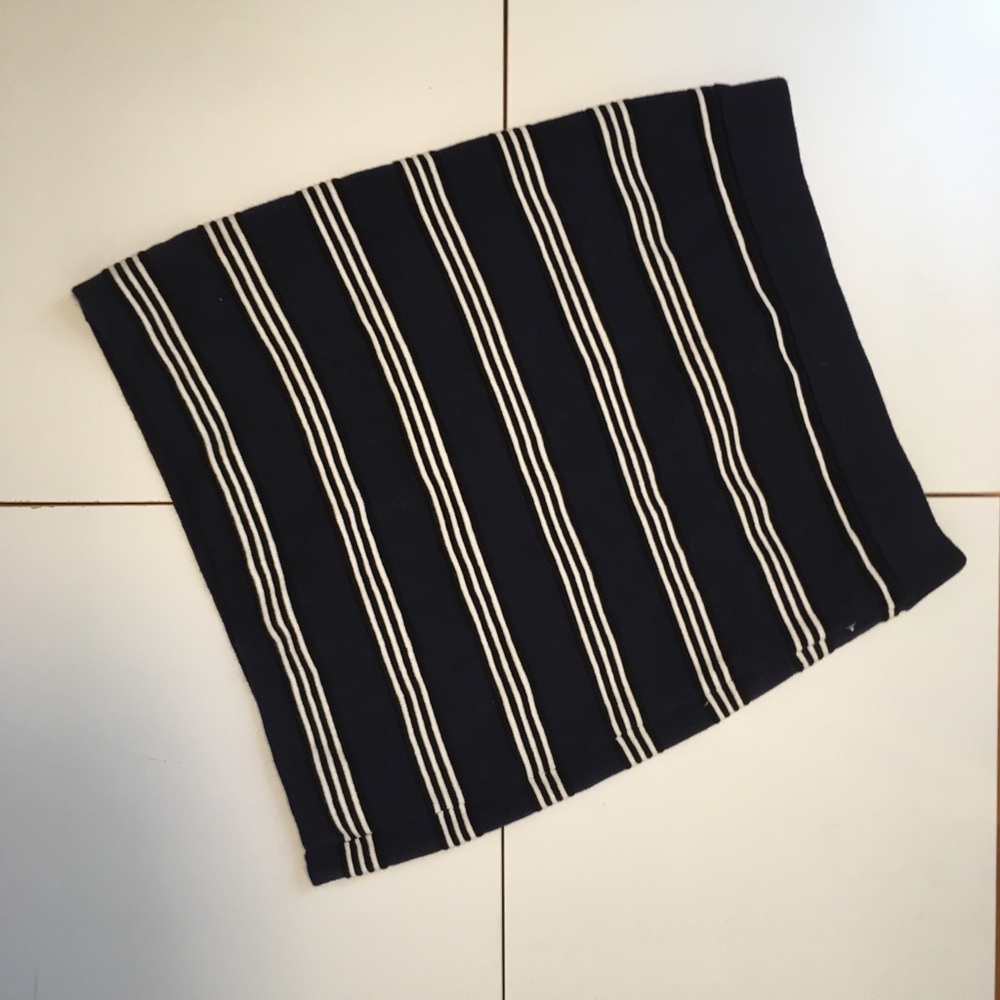 navy and white striped mini skirt